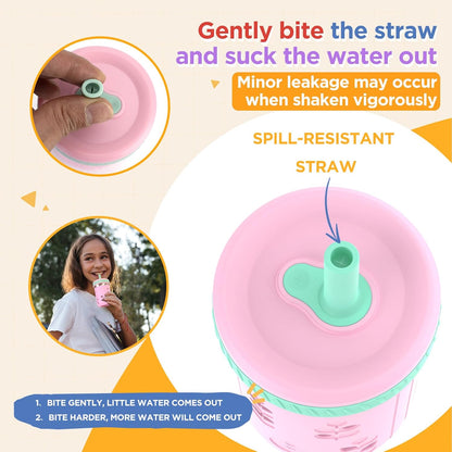 [2 Pack] 10 Oz 2-In-1 Stainless Steel Kids Tumbler Cups with Silicone Sleeves, Spill-Resistant Flexible Straws & Storage Lids, Bpa-Free Smoothie and Snack Cups, Dishwasher Safe