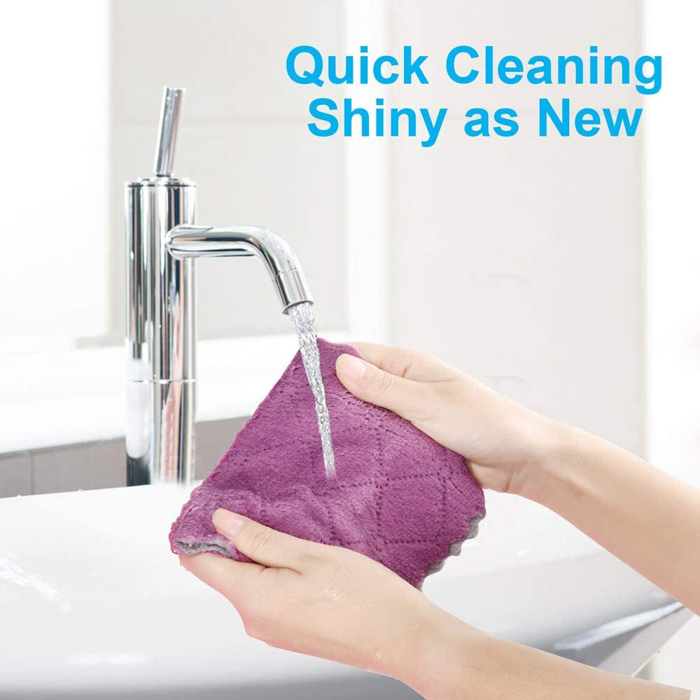 Lsmall Reusable Cleaning Cloths, 6 X 10 Inch, Super Absorbent Multipurpose Dish Cloths, for Furniture Rags, Kitchen Cloths, Tableware Quick-Drying Towels(11Pcs)