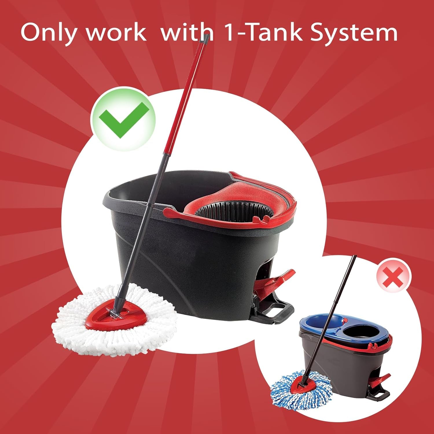 Mop Replace Head, 3 Pack Spin Mop Replacement Head Easywring 1-Tank System, Easy Cleaning, Microfiber, Machine Washable