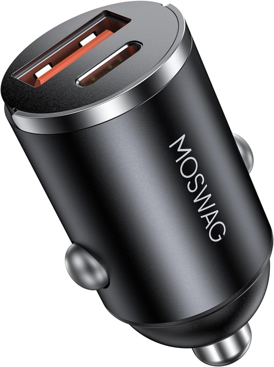 Car Charger, Invisible Cigarette Lighter USB Adapter [All Metal & Mini], 18W&15.5W 2 Port Car Adapter, QC3.0 Dual Port Cigarette Lighter for Iphone 16 15 Samsung S25 Ultra Piexl 7 and More