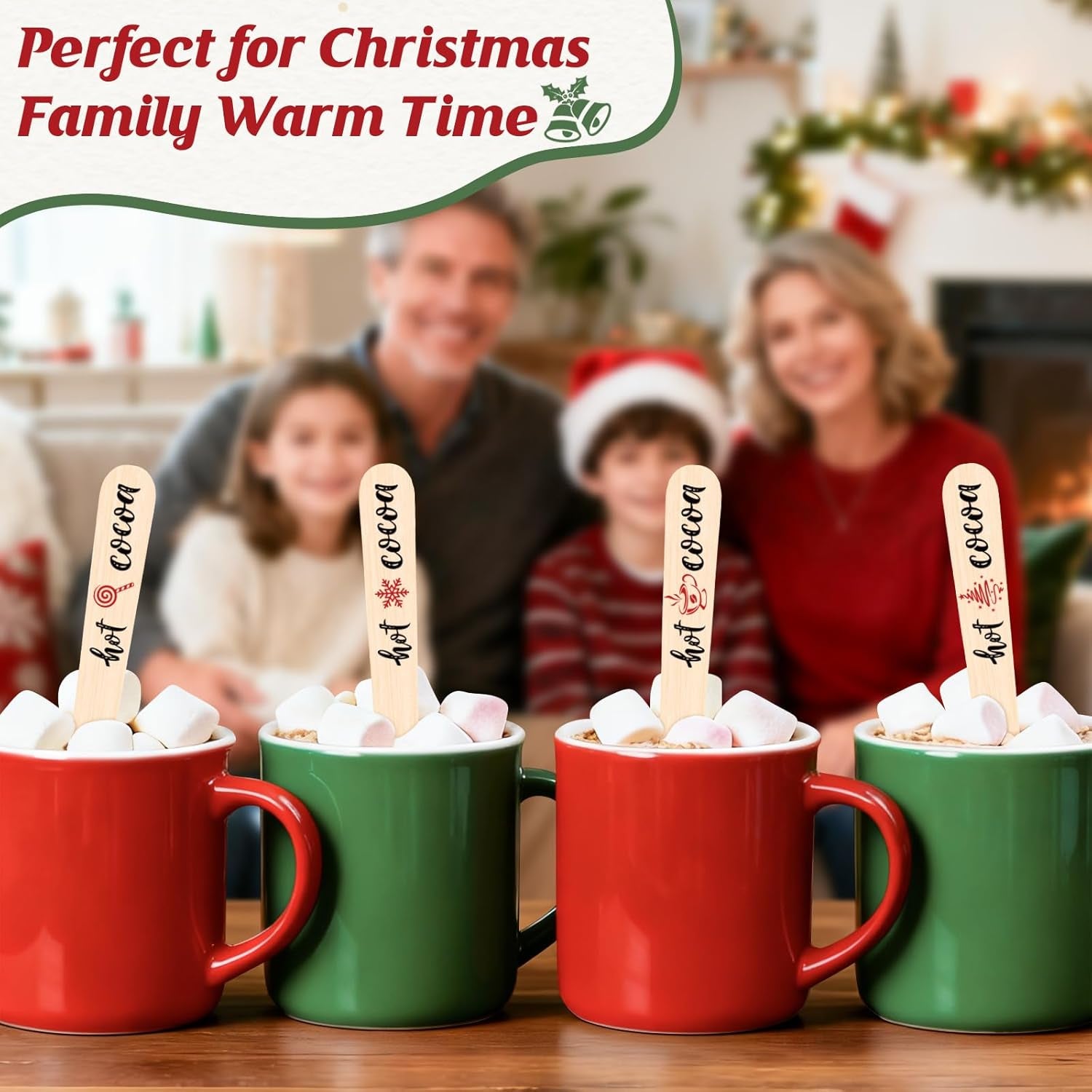 100 Pcs Hot Cocoa Bar Spoons, Wooden Chocolate Spoons for Hot Cocoa Coffee Cake Ice Cream