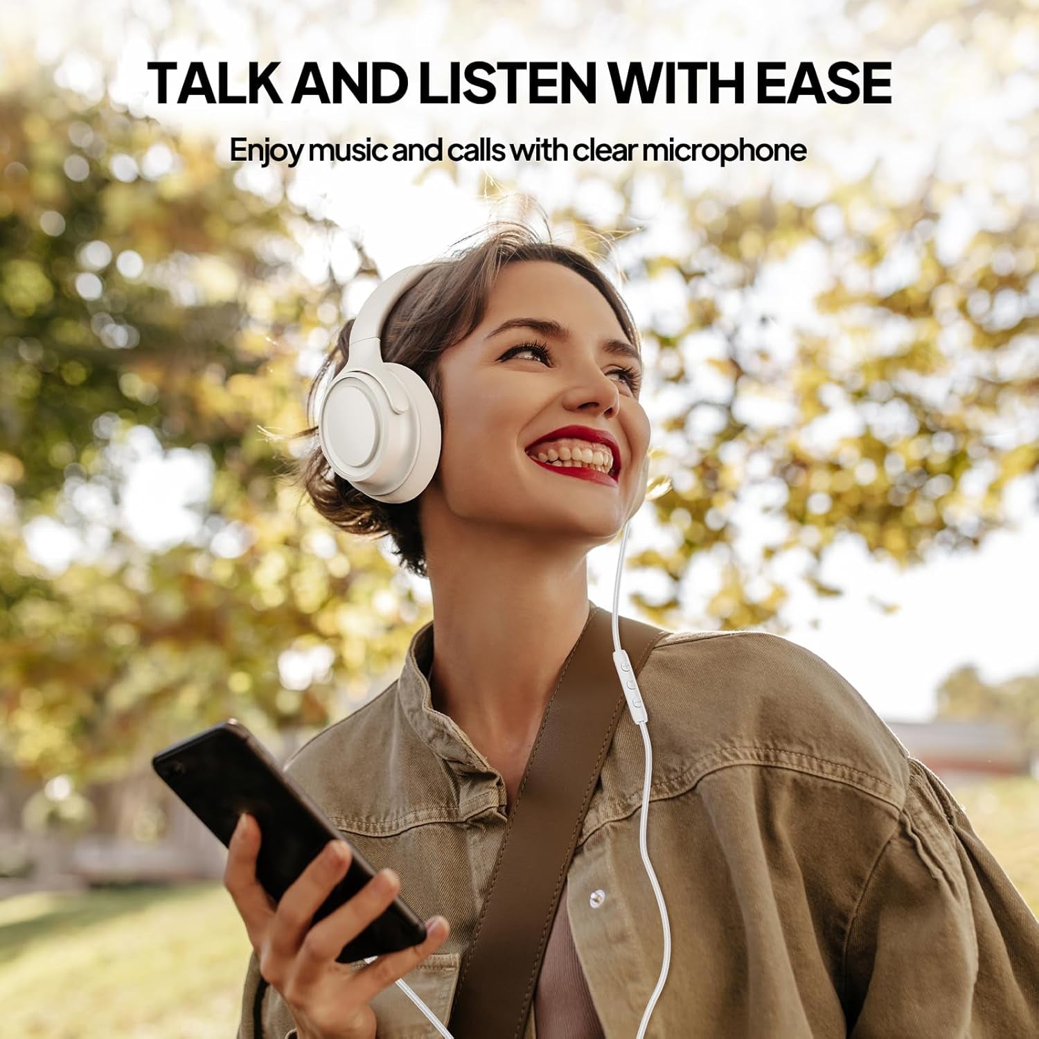 Wired Over-Ear Headphones with USB C Connector, Hi-Fi Stereo Sound, Noise-Isolating Ear Cups, Comfortable Fit for USB C Devices (No Bag, White)