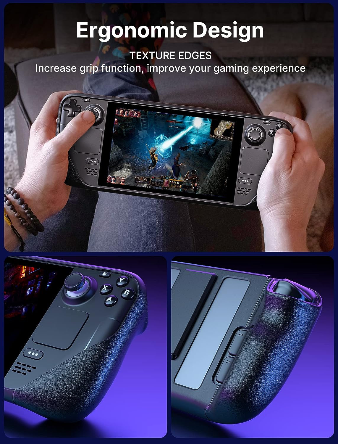 Kickstand Case Compatible with Steam Deck/Oled, PC0105 Upgrade the Adjustable Angle Stand Steam Deck Cover TPU Protective Case, Shock-Absorption, Non-Slip and Anti-Scratch Design
