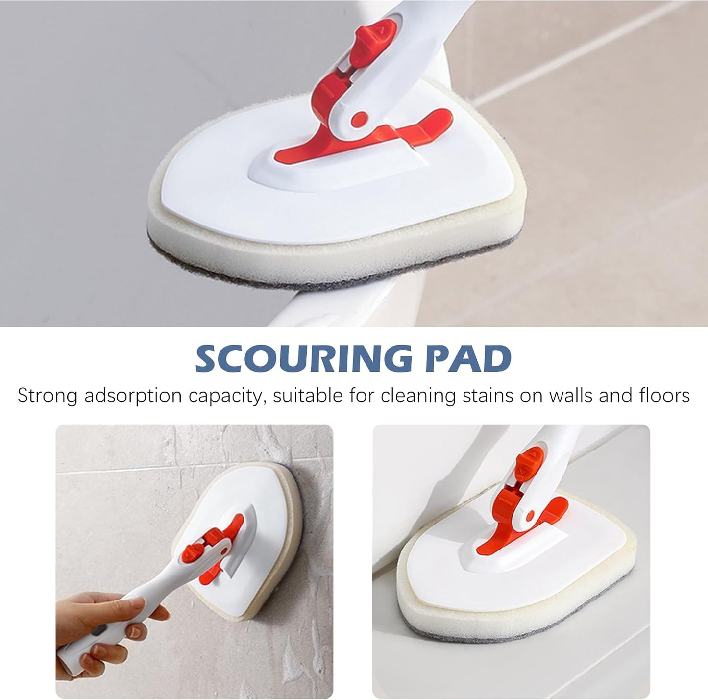 Scouring Pads Microfiber Cloth Refill 4 Pack, for  Tile and Bathtub Scrubber Brush Heavy Duty Scrubbing Sponge Scratch Free Reusable for Cleaning Bathroom Kitchen Walls Tub Tiles Sink