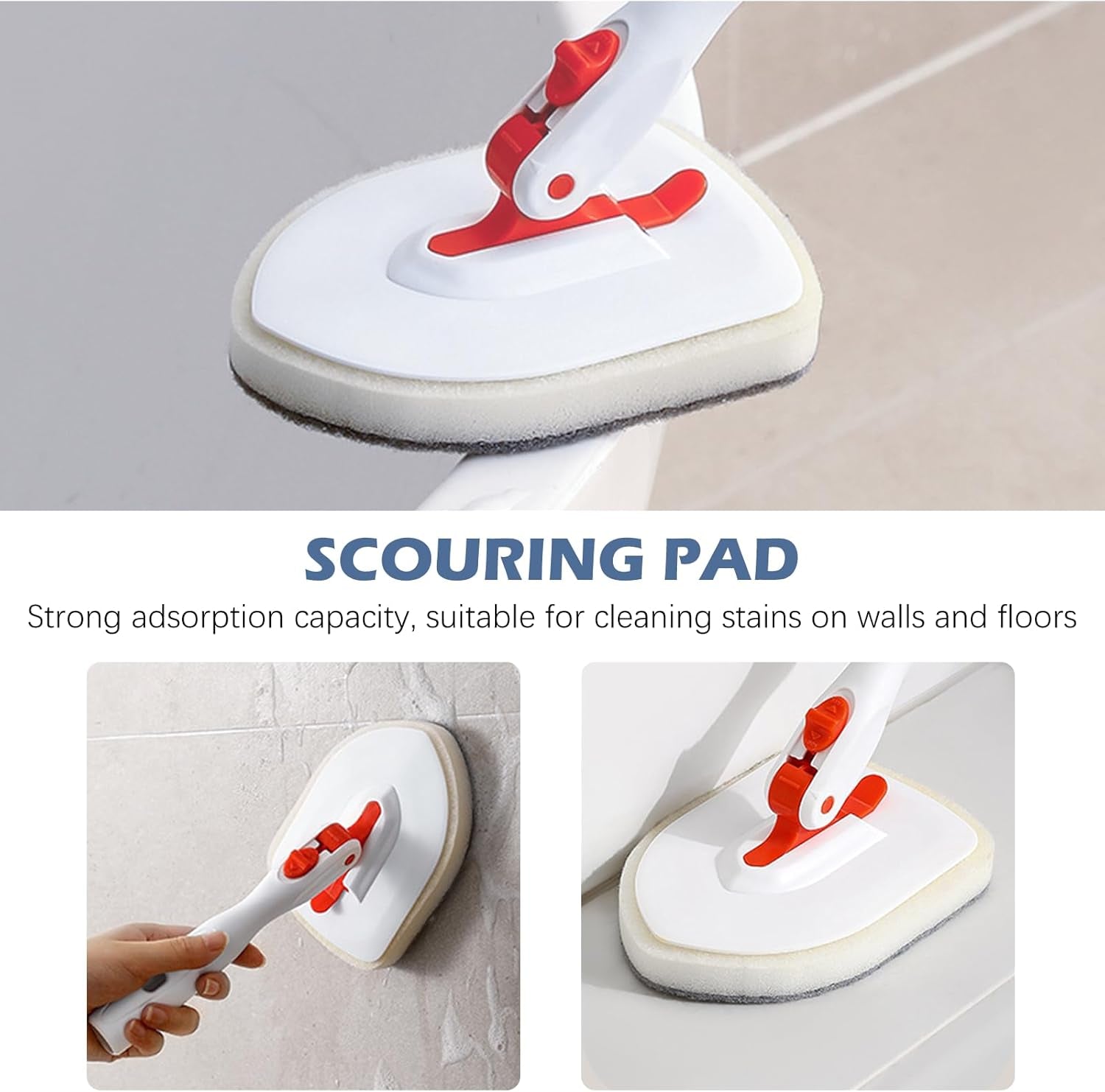 Scouring Pads Microfiber Cloth Refill 4 Pack, for  Tile and Bathtub Scrubber Brush Heavy Duty Scrubbing Sponge Scratch Free Reusable for Cleaning Bathroom Kitchen Walls Tub Tiles Sink