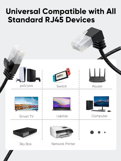 Ultra Slim Cat6A Ethernet Cable OD 2.8Mm, down Angle LAN Super Light Cord, High Speed 10G UTP Network Patch Cable, Internet Wire for Pc,Router,Modem,Printer,Tv Box,Ps5,Switch; 6.6FT/2M