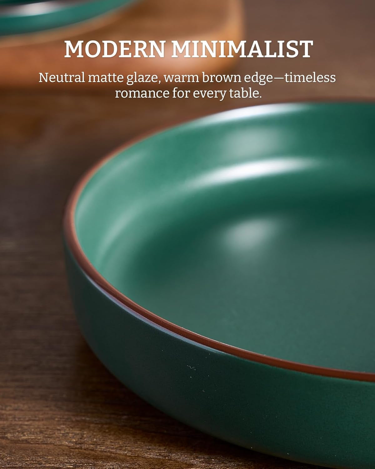 Mercury Pasta Bowls Set of 4, 33 Oz Large Salad Bowls, Stoneware Pasta Plates Bowls, Serving Bowls for Kitchen, Microwave & Dishwasher Safe, Dark Green