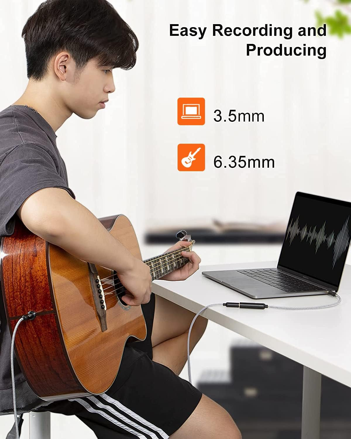 1/4 to 1/8 Headphone Aux Adapter 0.3M, TRS 6.35Mm to 3.5Mm Audio Adapter Cable for Amplifier, Guitar, Headphone, Home Theater Devices, Laptop, Pcs, Phone