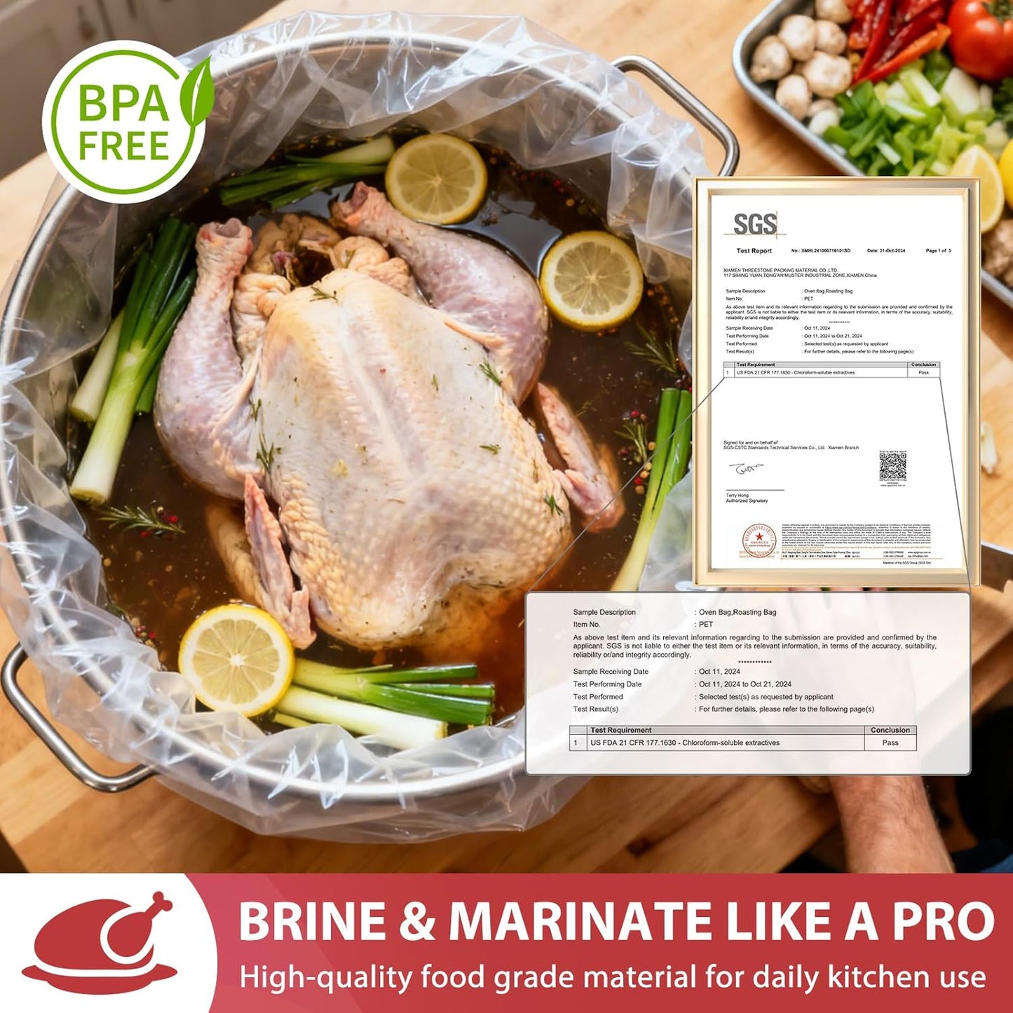 Turkey Brine Bags, 5 Gallon Bucket Liner Bags, 5.5 Mil, 5 Pack - 30" X 21", BPA Free Brining Bags for Turkey, Leak-Proof Liner for Bucket, Brine Kit with Strings - Thanksgiving, Christmas Essentials