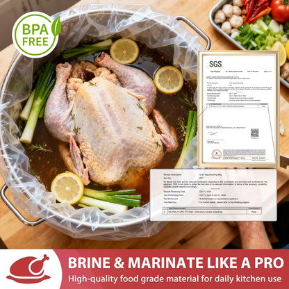 Turkey Brine Bags, 5 Gallon Bucket Liner Bags, 5.5 Mil, 5 Pack - 30" X 21", BPA Free Brining Bags for Turkey, Leak-Proof Liner for Bucket, Brine Kit with Strings - Thanksgiving, Christmas Essentials