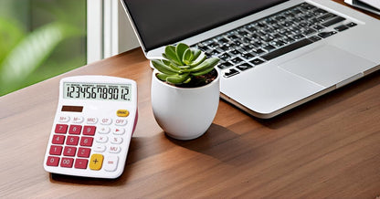Desktop Calculator Solar Battery Dual Power 12 Digit Large LCD Display Financial Dedicated Large Standard Function Desktop Business Calculator for Office/Home/School KA08 Red