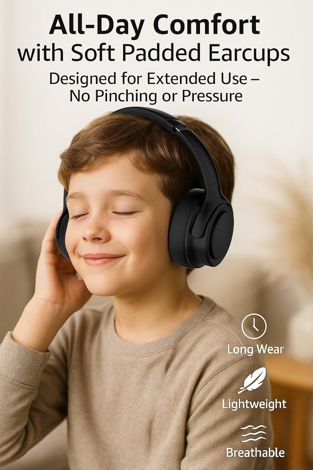Wireless Headphones | 94Db Volume Limited Hearing Protection | Built-In Mic | Bluetooth 5.3 | Foldable & Durable Headset for School, Travel | Ideal Back to School Gift for Kids(White)