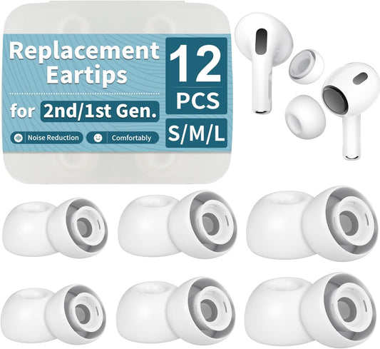 【6 Pairs】 Replacement Ear Tips for Airpods Pro 2Nd/1St Gen, Silicone Ear Tips with Noise Isolation, Dust Guard Mesh & Storage Case (S/M/L)