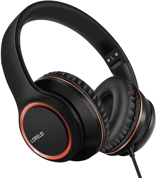 X8 Over-Ear Wired Headphones with Microphone with 1.45M-Tangle-Free Nylon Line&3.5Mm Plug,Lightweight Foldable & Portable Headphones for Smartphone,Tablet,Computer,Mp3/4(Space Black)