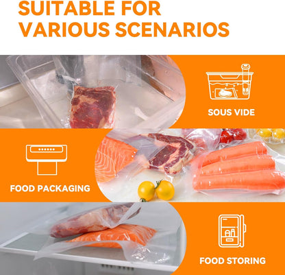 [2024 New] 6" X 50' 3 Rolls, Vacuum Sealer Rolls Bags for Food, Great for Food Storage, Sous Vide and Meal Prep,  Lite