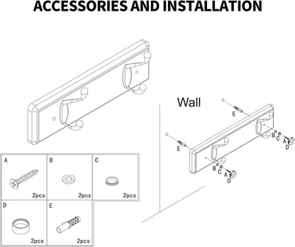 Wooden Coat Rack, Wall-Mounted Organizer for Closet, Entryway, Hallway, Foyer, Bedroom, Heavy Duty Double Hooks for Hanging Towels, Bags, Hats, Jackets, Key (White, 2 Hooks)