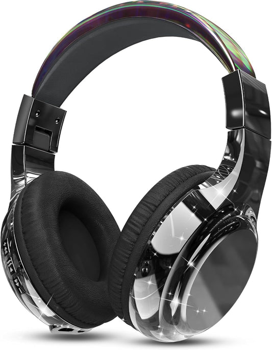Kids Bluetooth 5.3 Headphones, Wireless Metallic Gradient Headset, Lightweight Foldable on Ear Headphones with Aux Cord, Fast Charging, Built-In Mic, for School/Travel/Tablet/Ipad