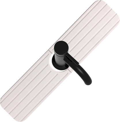 Zumenda 17Inch X 4Inch Kitchen Sink Faucet Mat, Water Absorbing Stone Faucet Splash Guard for Bathroom Counter, Quick Drying Diatomite Tray for Kitchen Sink, White