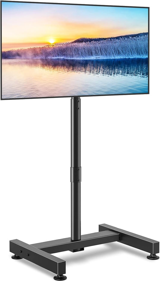 TV Floor Stand for 13-50 Inch LCD LED Flat/Curved Panel Screen Tvs up to 44 Lbs, Height Adjustable TV Stand Mount with VESA 200X200, Portable TV Stand for Bedroom, Dorm Room, Office