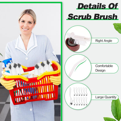 12 Pcs Kitchen Scrub Brush Bulk Sink Bathroom Edge Corner Cleaning Brush Right Angle Mini for Grout Household Dishwasher Tile Lines Window Track Deep Cleaning with Stiff Bristles