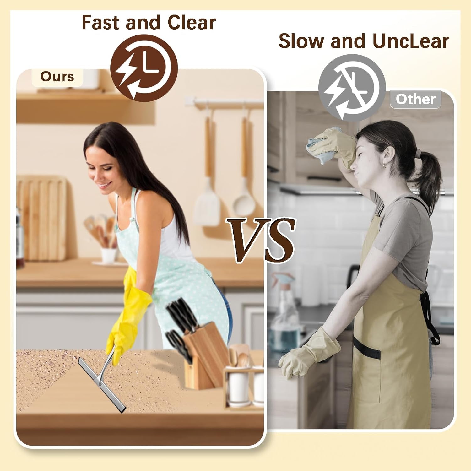 Shower Squeegee for Glass Doors, Stainless Steel Squeegee for Shower Glass with Adhesive Hook, 10’’ Multi-Purpose Window Squeegee for Window Cleaning, Bathroom, Glass, Car Windows, Mirrors, Tiles