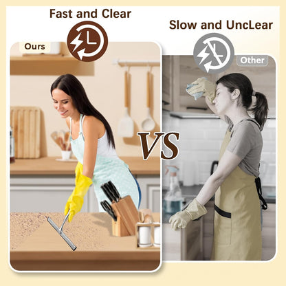 Shower Squeegee for Glass Doors, Stainless Steel Squeegee for Shower Glass with Adhesive Hook, 10’’ Multi-Purpose Window Squeegee for Window Cleaning, Bathroom, Glass, Car Windows, Mirrors, Tiles