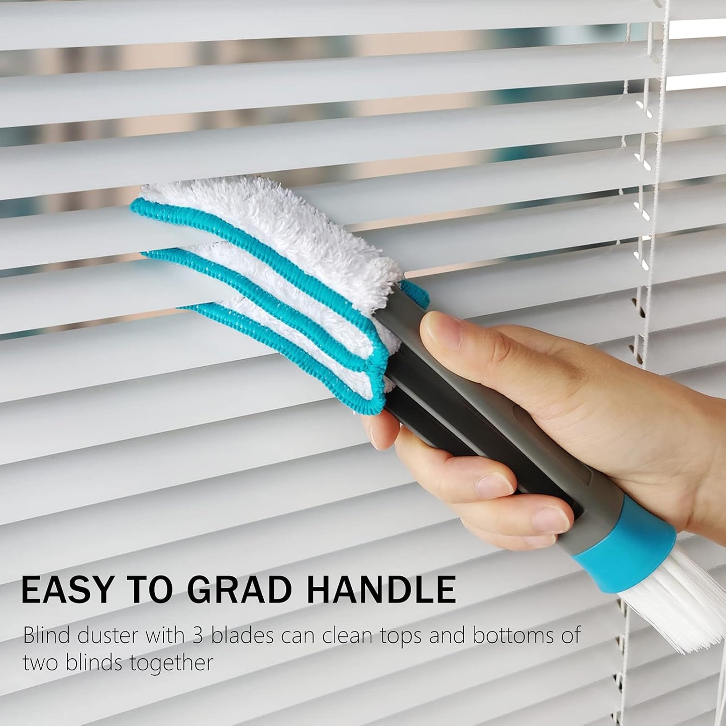 Blind Duster, Blind Cleaner Duster and Brush Kit with 3Pcs Removable Microfiber Sleeves Groove Gap Cleaning Tool for Household Cleaning Window Cleaning Air Conditioner Cleaner