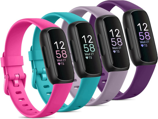 Compatible with Fitbit Inspire 3 Bands for Women Men, Sport Wristband Replacement Soft Silicone Straps for Inspire 3 Fitness Tracker Women & Men(4 Pack,Small)