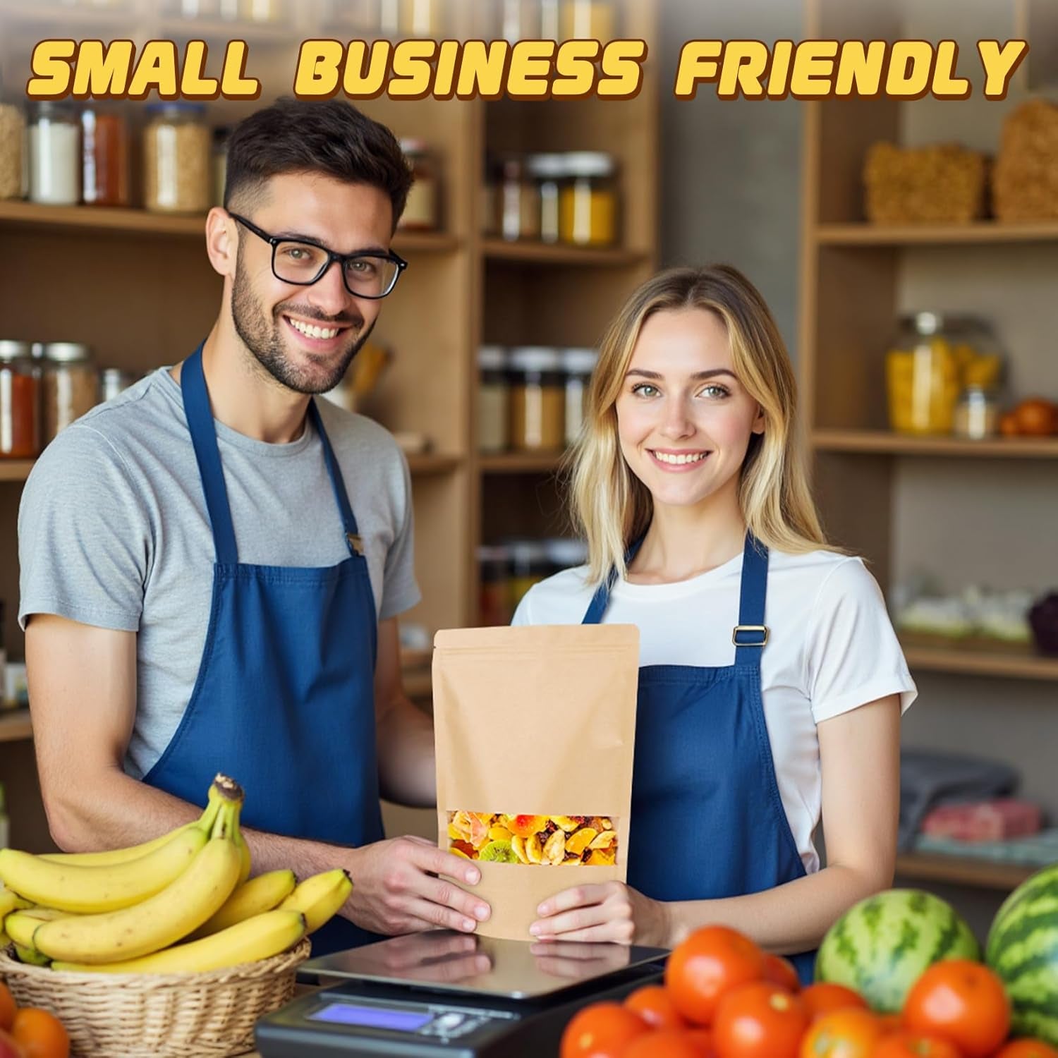 50 Pack Smell Proof Bag, Resealable Bags for Small Business, Stand up Pouches with Window, Small Sealable Packaging Bags for Snack, Coffee, Spice, Candy, Trail Mix, Wax, Mylar Bag 3.5