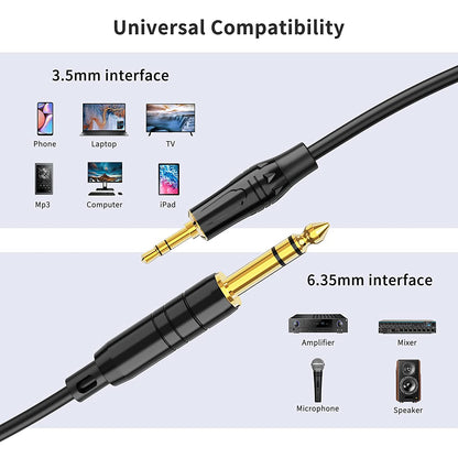 1/8 to 1/4 Stereo Cable 3.3Ft, 6.35Mm 1/4" Male to 3.5Mm 1/8" Male Audio TRS Bidirectional Aux Guitar Cord for Laptop, Home Theater Devices, Keyboard Piano,Speaker and Amplifiers