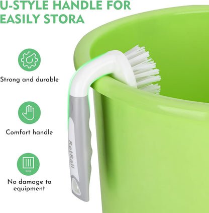 2 Pack Heavy-Duty Scrub Brush+Floor Scrub Brush with 51-Inch Long Adjustable Handle 2 in 1 Scrape Brush Stiff Bristle Floor Scrubber for Cleaning Shower Bathroom Garage Kitchen Wall Deck Tub