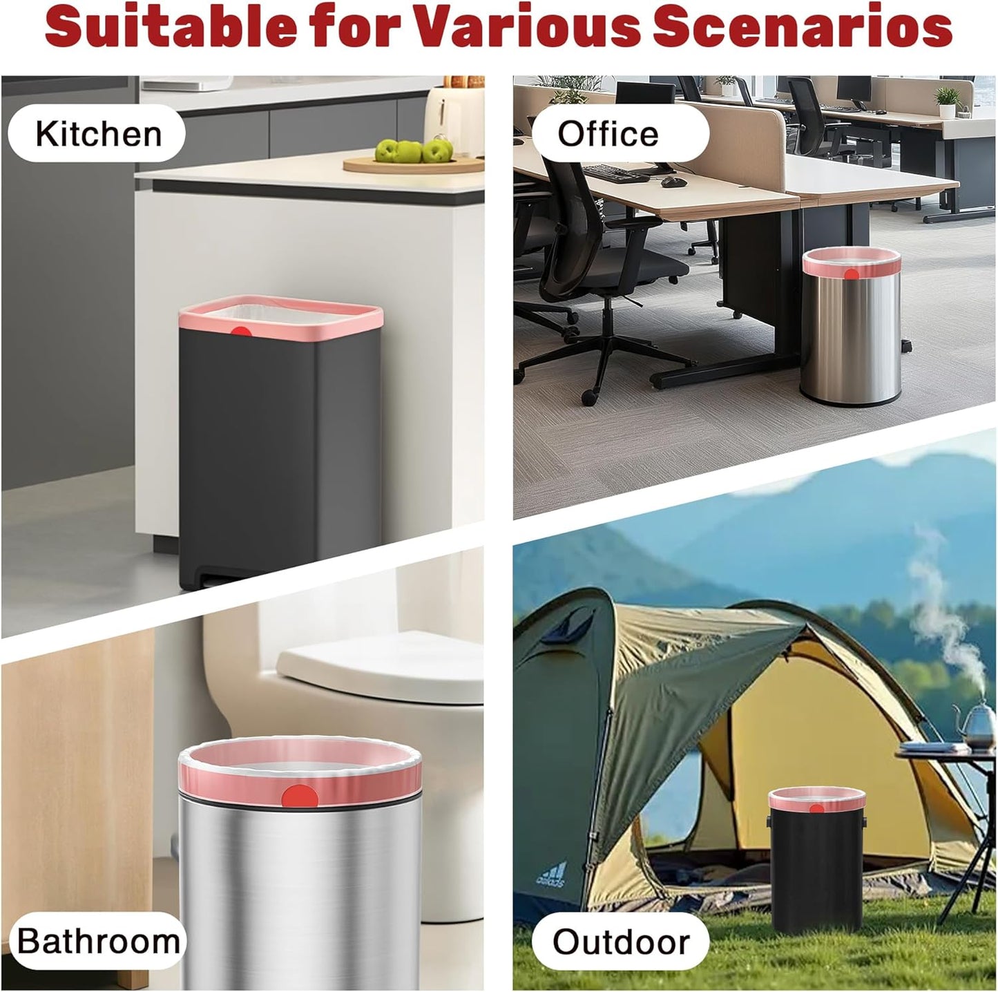 13 Gallon Trash Bags Drawstring, 20 Count Garbage Bags 13 Gallon Tall Kitchen,Heavy Duty Trash Bags for Bathroom, Outdoor, Waste Basket and Car, Unscented White Bathroom Garbage Bag