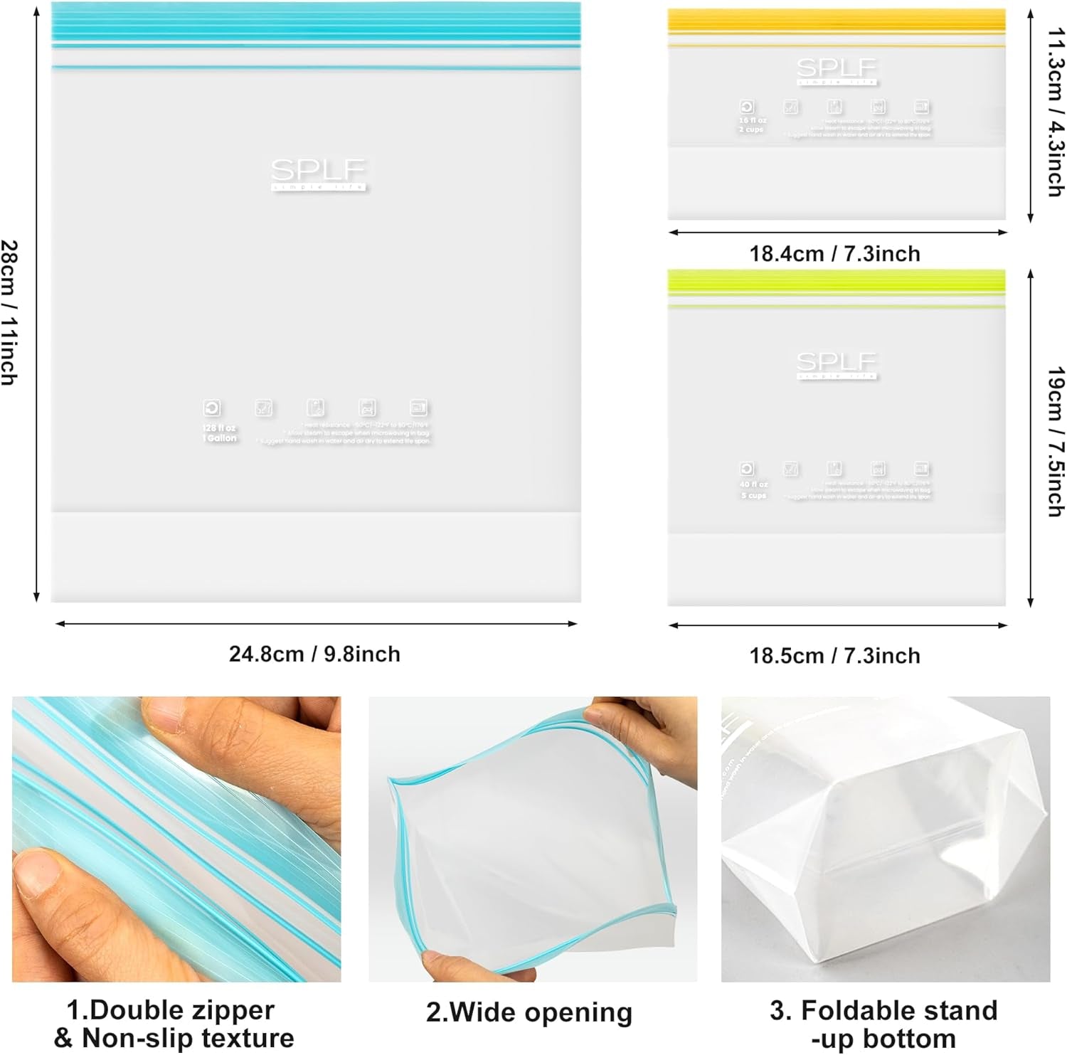 20 Pack Reusable Snack Bags Dishwasher Microwave Safe, BPA Free Extra Thick Leakproof Reusable Food Storage Bags Silicone and Plastic Free Snack Pouch for Women & Men