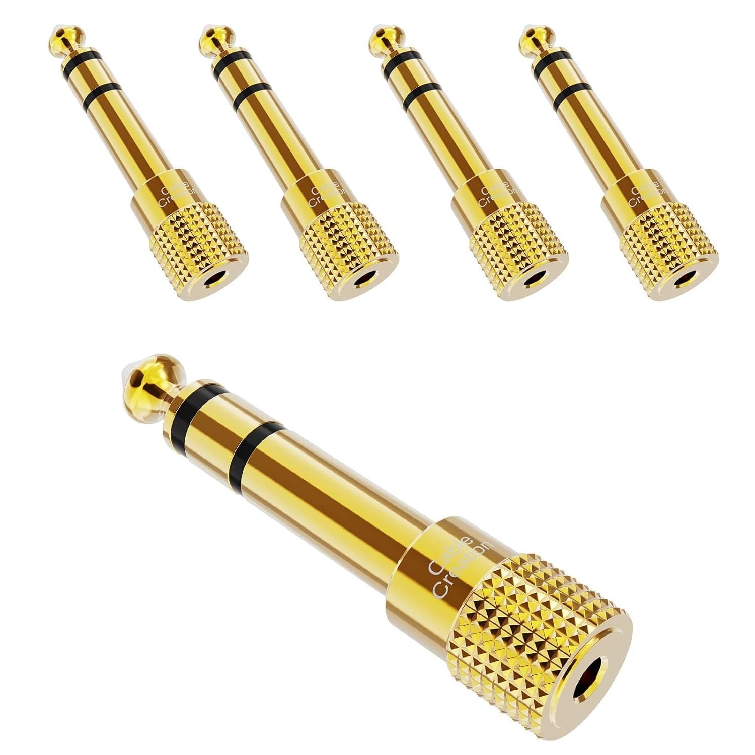 1/4'' to 1/8'' Headphone Audio Adapter 5PCS, 6.35Mm to 3.5Mm Male to Female TRS Stereo Gold Plated Audio Jack Convertor for Cellphone,Speaker,Mic,Ipod,Receiver,Guitar, Digital Piano