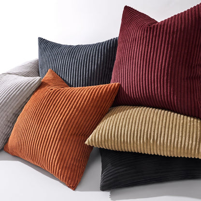 Winter Pack of 2 Corduroy Soft Soild Decorative Square Christmas Throw Pillow Covers Cushion Cases Pillow Cases for Couch Sofa Bedroom Car 18 X 18 Inch 45 X 45 Cm Burgundy