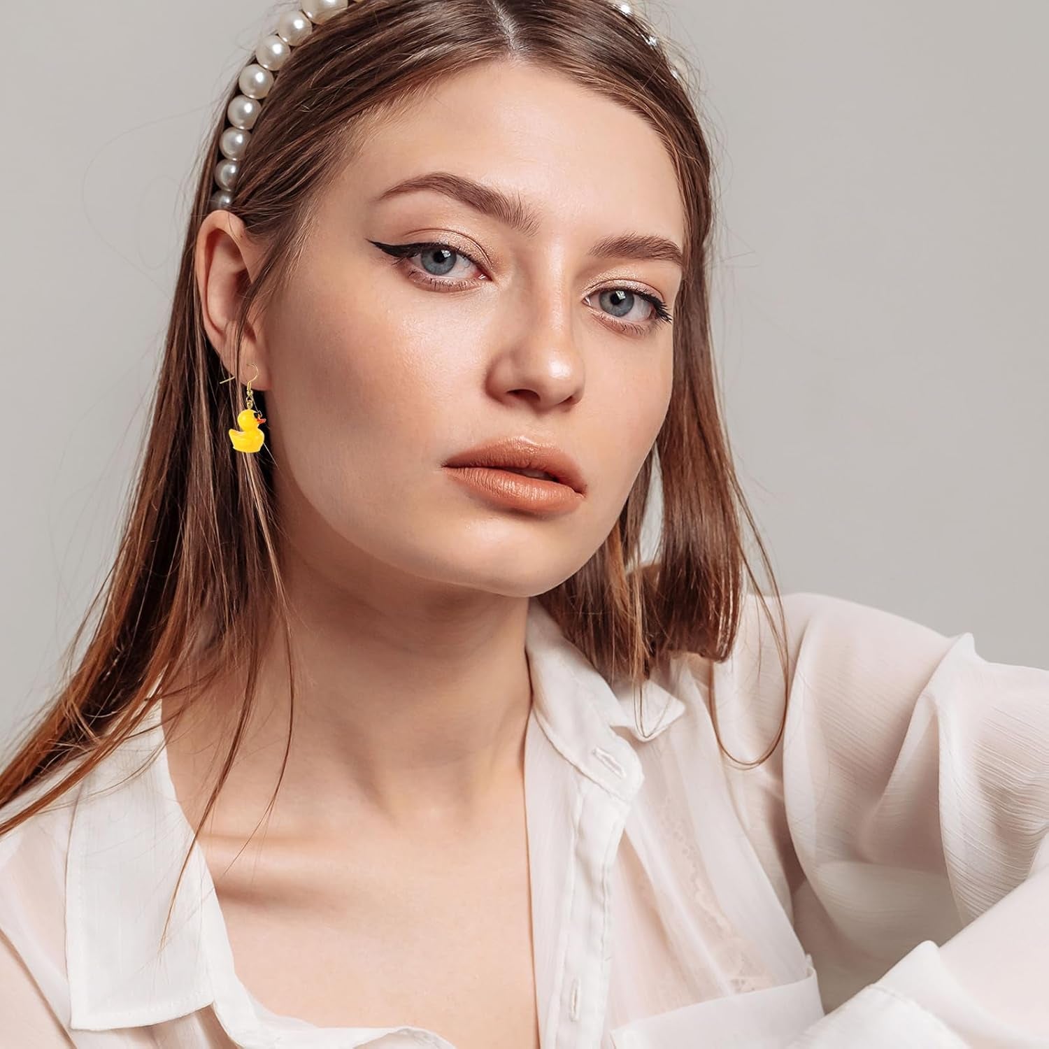 Yellow Duck Earrings - Cute Acrylic Duck Dangle Drop Earrings with Glasses for Women & Girls