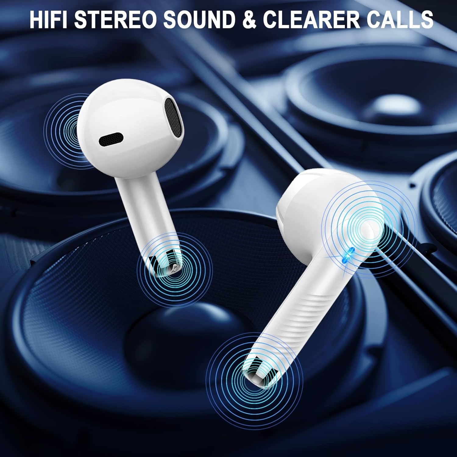 Wireless Earbuds, Bluetooth 5.4 Headphones Hifi Stereo, in Ear Ear Buds with 4 ENC Noise Cancelling Mics, 40H Playback Earphones with Mini Case, IP7 Waterproof Headset with LED Display