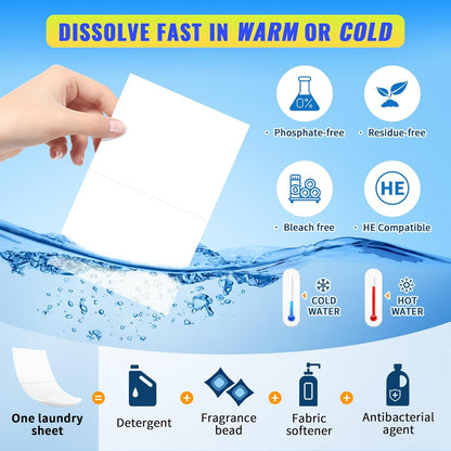 Laundry Detergent Sheets - 200 Loads (100 Sheets) Microfiber Cleaning Cloth, 20 Pack Cleaning Rags, Cleaning Towels for Housekeeping,