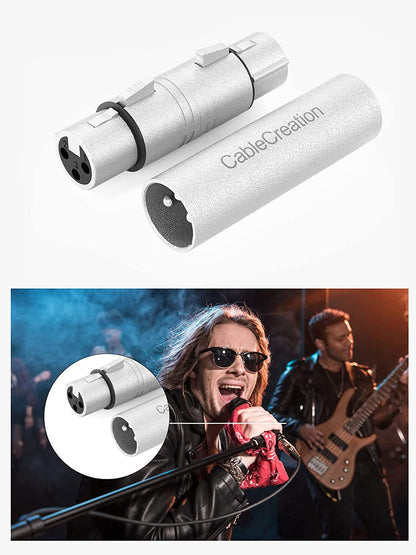 [5-Pair XLR Female to Female & XLR Male to Male 3PIN Adapter Connector Compatible Microphone,Mixer,Silver