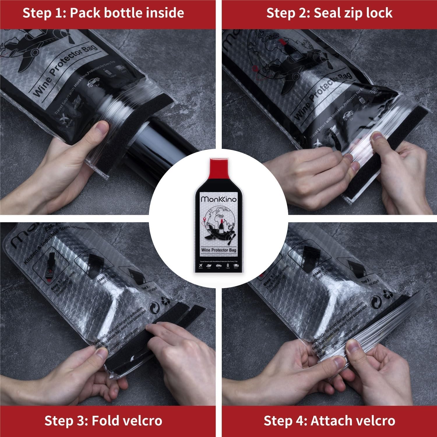 Wine Bags for Travel, 3 PACK Leakproof Wine Bottle Bags, (All-Around Protection) Reusable Wine Bottle Travel Protector Bags, Leak-Proof Wine Sleeves for Suitcase, Airplane, Durable Bubble Wrap