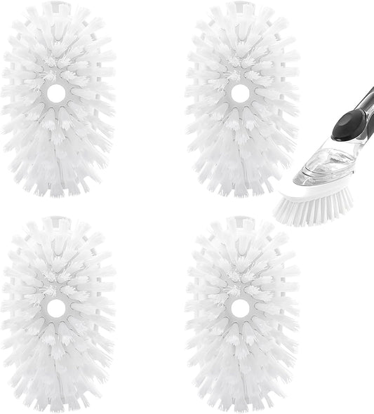 Brush Refills for OXO Dish Brush - 4 Pack Dish Brush Cleaning Soap Dispensing Head Replacement for Scrubber (White)