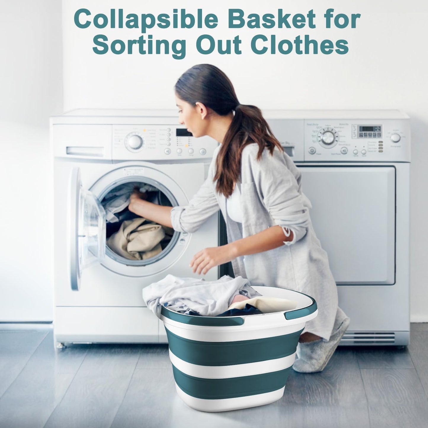 Collapsible Bucket for Cleaning, 16L Mop Bucket with Handle for Floor Window Car Washing, Silicone Ice Buckets for Parties Camping Fishing Beach, RV Laundry Storage Household Cleaning Supplies