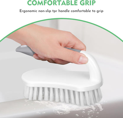 2 Pack Heavy-Duty Scrub Brush+Floor Scrub Brush with 51-Inch Long Adjustable Handle 2 in 1 Scrape Brush Stiff Bristle Floor Scrubber for Cleaning Shower Bathroom Garage Kitchen Wall Deck Tub