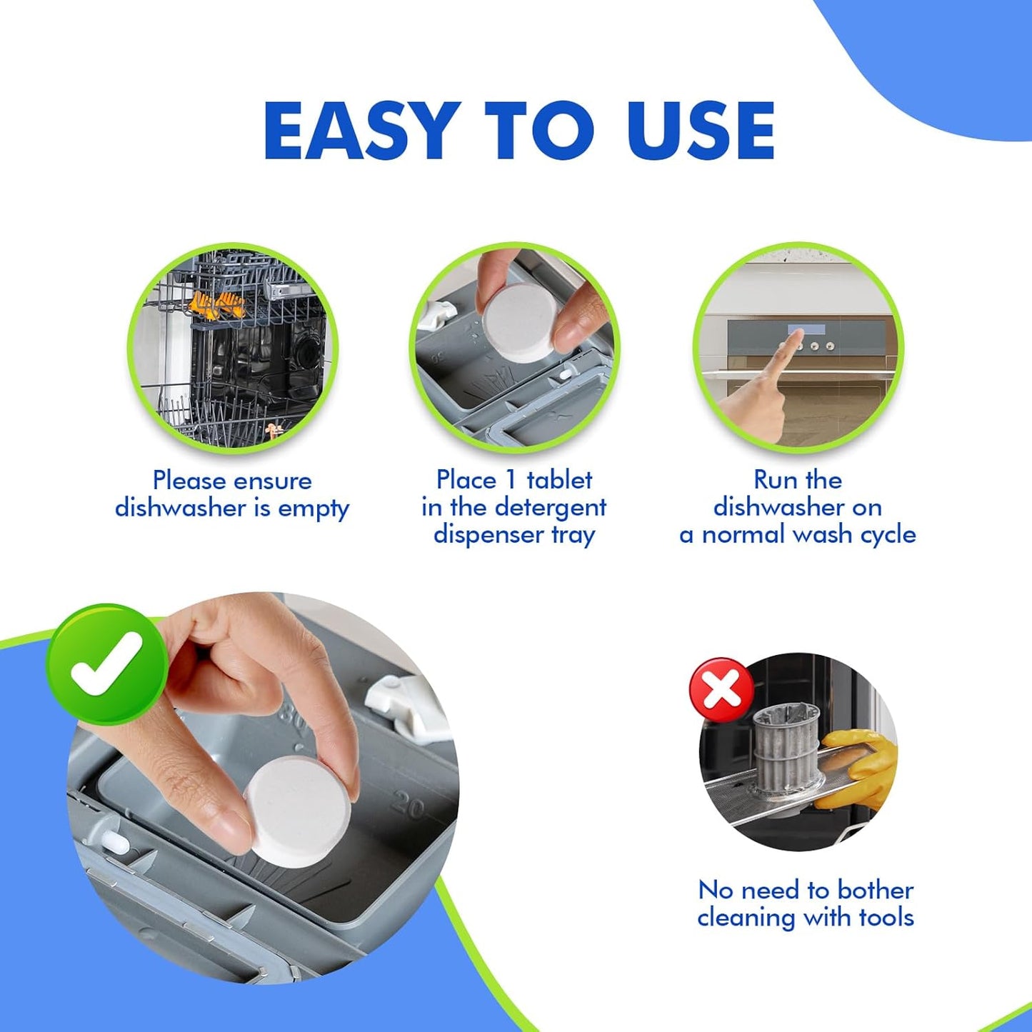 Dishwasher Cleaner and Deodorizer Tablet 25 Count, Deep Cleaning Tablet Helps Remove Limescale, Mineral Buildup and Odor, Formulated to Clean inside All Machines