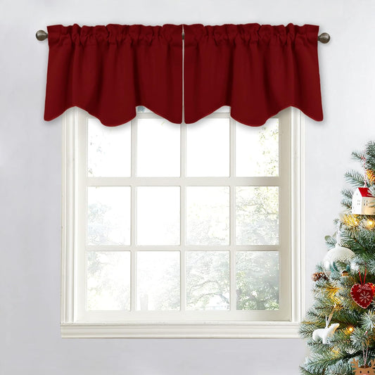 Window Valance - Burgundy Red Blackout Valance Elegant 52 Inches by 18 Inches Short Small Tier Curtain for Living Room/Apartment Christmas Decor, 1 Pack