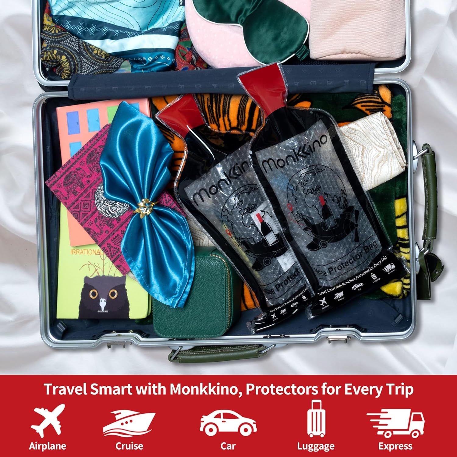 Wine Bags for Travel, 3 PACK Leakproof Wine Bottle Bags, (All-Around Protection) Reusable Wine Bottle Travel Protector Bags, Leak-Proof Wine Sleeves for Suitcase, Airplane, Durable Bubble Wrap