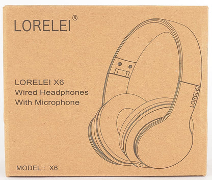 X6 Over-Ear Headphones with Microphone, Lightweight Foldable & Portable Stereo Bass Headphones with 1.45M No-Tangle, Wired Headphones for Smartphone Tablet MP3 / 4 (Space Black)