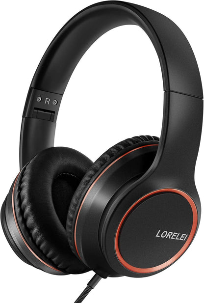 X8 Over-Ear Wired Headphones with Microphone with 1.45M-Tangle-Free Nylon Line&3.5Mm Plug,Lightweight Foldable & Portable Headphones for Smartphone,Tablet,Computer,Mp3/4(Space Black)